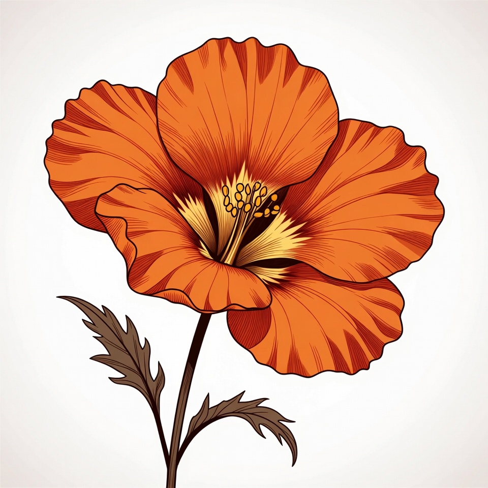 Orange California Poppy Flower Illustration Orange California Poppy Flower Illustration