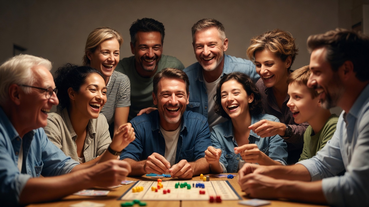 Family playing board game together Family playing board game together