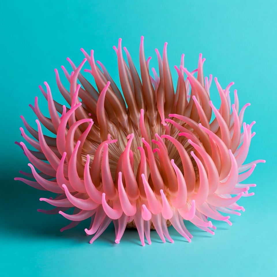 Pink sea anemone on blue background Pink sea anemone on blue background