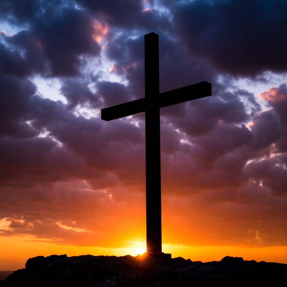 Silhouette Cross Sunset Clouds Silhouette Cross Sunset Clouds