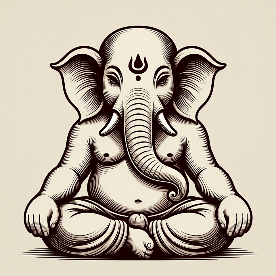 Ganesha Elephant God Meditation Illustration Ganesha Elephant God Meditation Illustration