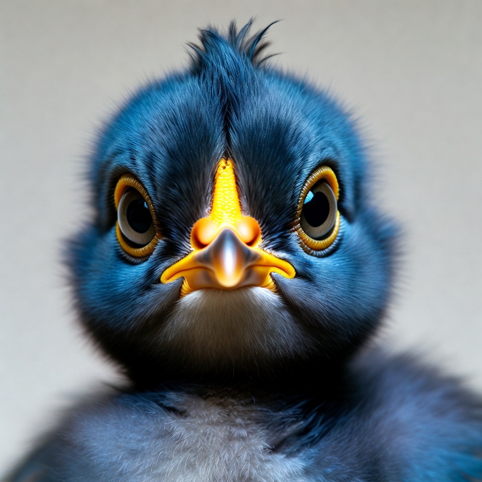 Cute blue bird with yellow beak Cute blue bird with yellow beak