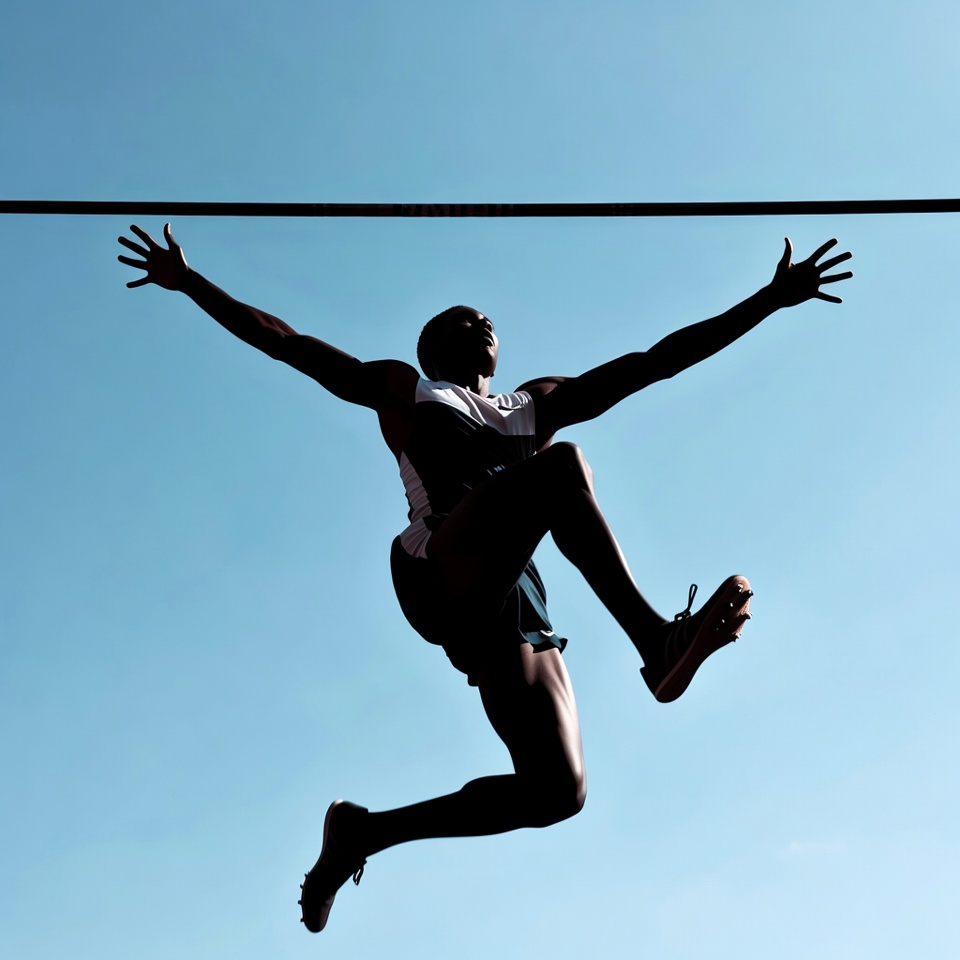 Black man high jumping over bar Black man high jumping over bar