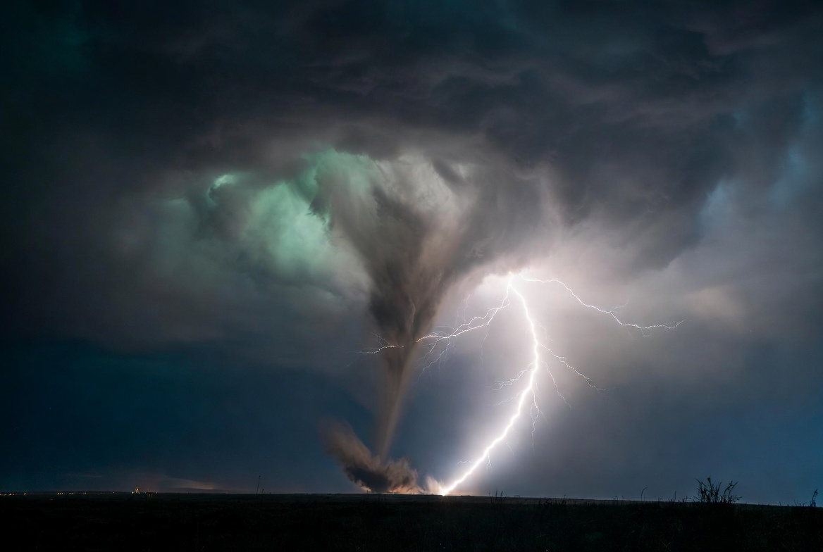 Tornado with Lightning Over Field Tornado with Lightning Over Field