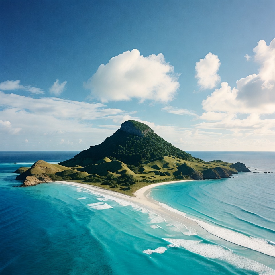 Lush Green Island with Turquoise Waters Lush Green Island with Turquoise Waters