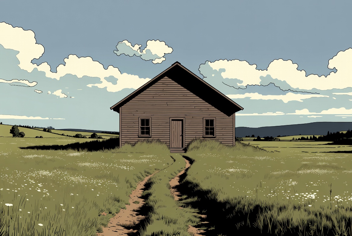 Brown wooden cabin in grassy field Brown wooden cabin in grassy field