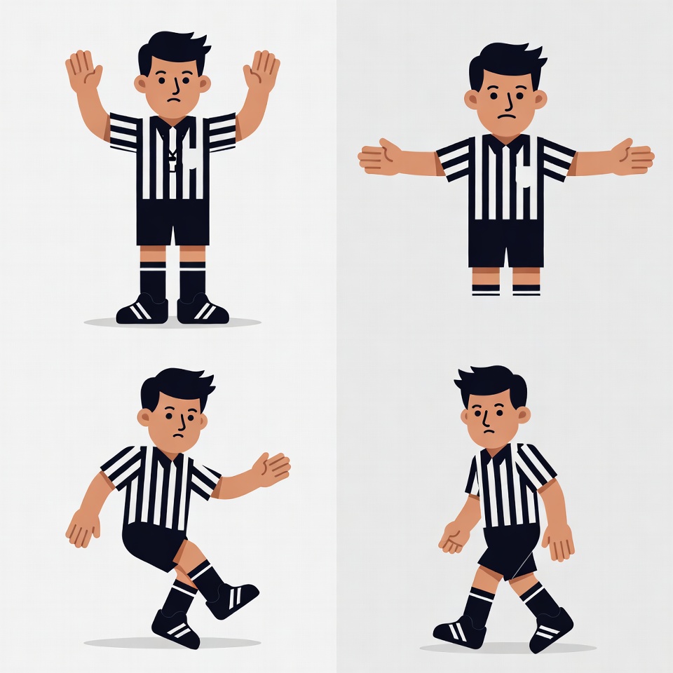Cartoon referee in various poses Cartoon referee in various poses