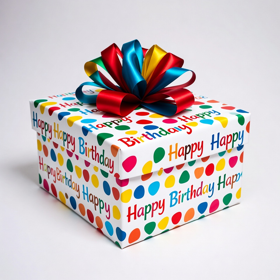 Colorful Happy Birthday Gift Box Colorful Happy Birthday Gift Box