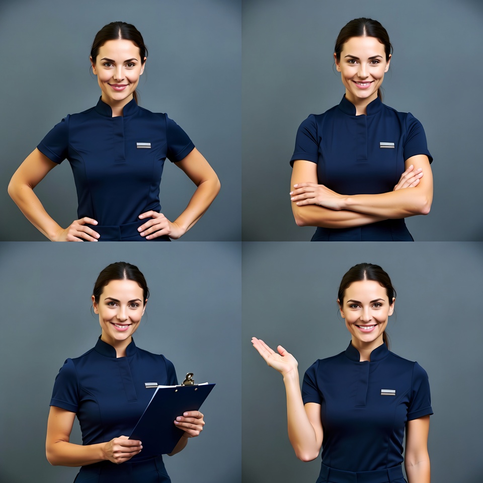 Smiling nurse in navy uniform Smiling nurse in navy uniform