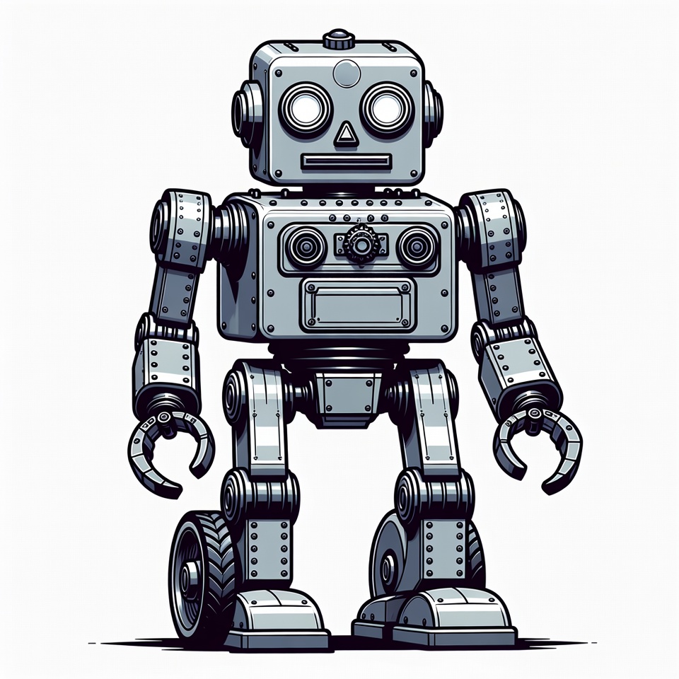 Silver Robot Illustration Standing Silver Robot Illustration Standing