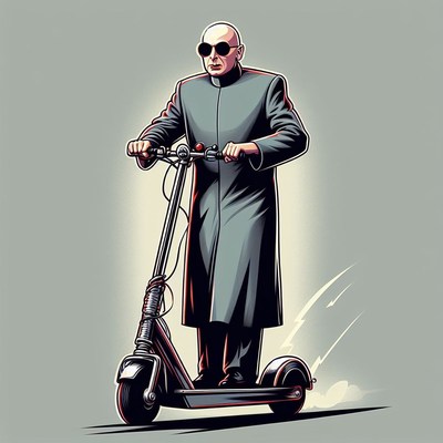 Man in sunglasses riding electric scooter