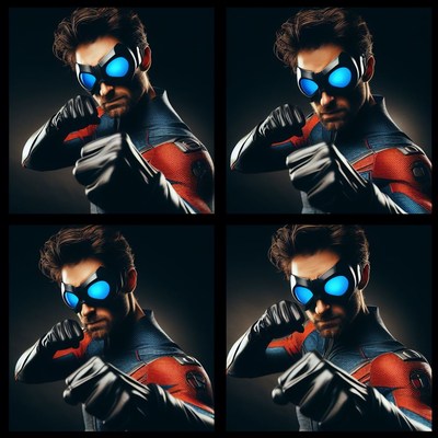 Superhero fighting pose with goggles