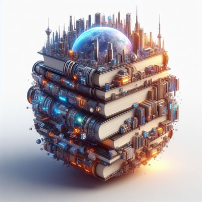Futuristic city built on books