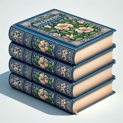 Stack of vintage floral books