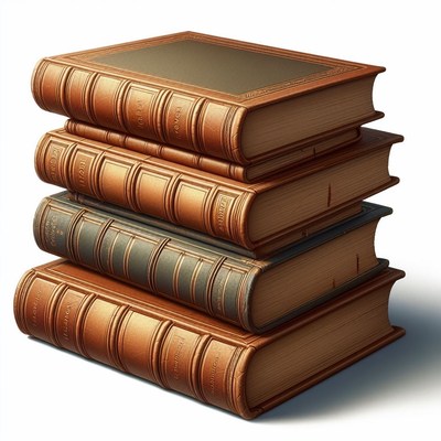 Stack of old leather-bound books
