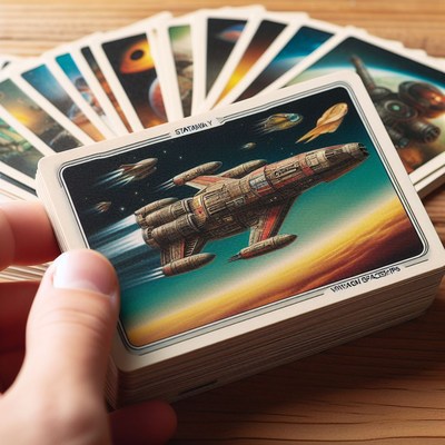 Vintage spaceship card deck