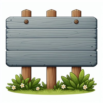 Blank wooden sign with grass
