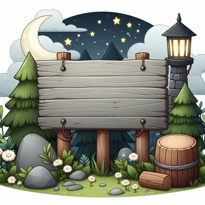 Nighttime forest sign