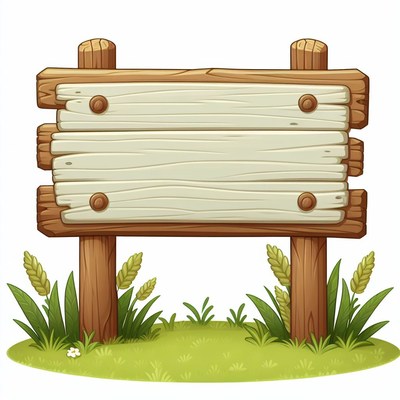 Wooden signpost in grass