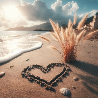 Heart drawn in beach sand