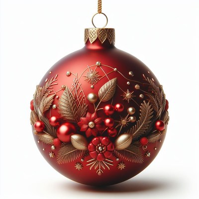 Red christmas ornament with gold detail