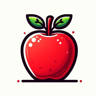 Red apple with green leaves illustration