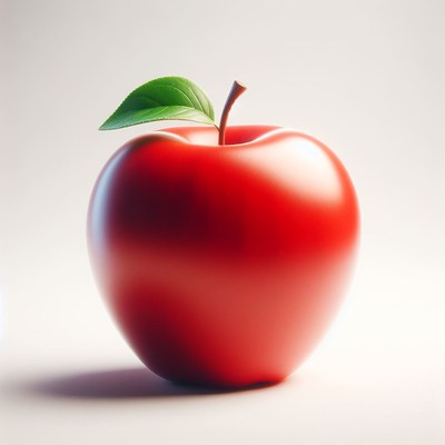 Red apple with green leaf