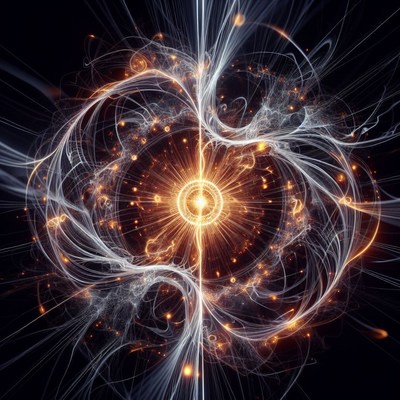 Abstract light burst with swirling lines