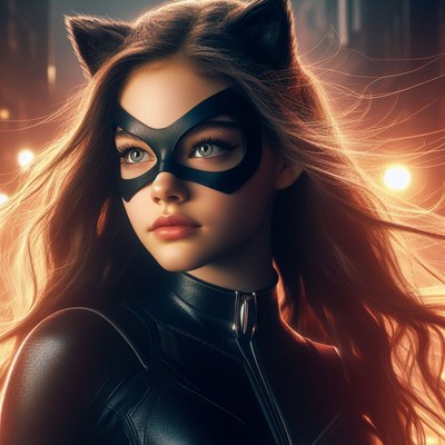 Woman in catsuit and mask