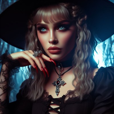 Gothic woman in hat