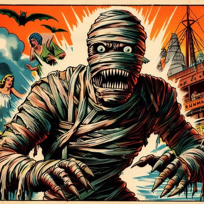 Mummy comic book illustration