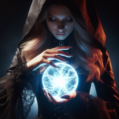 Woman gazing into crystal ball