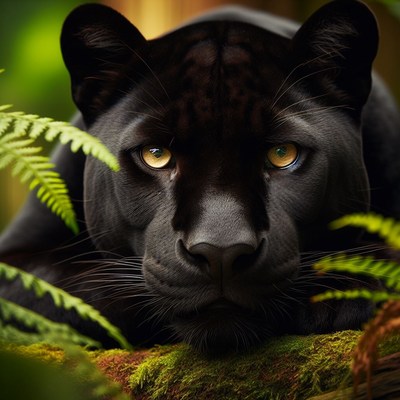 Black panther in foliage