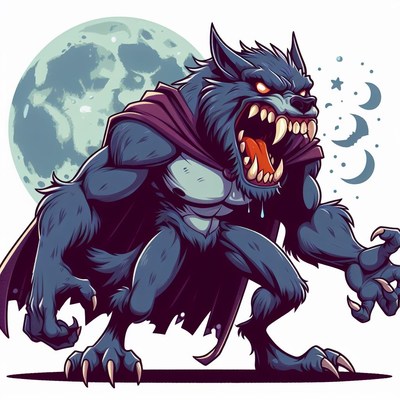 Werewolf under full moon