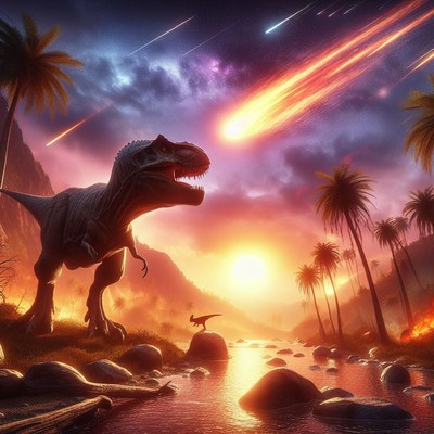 Tyrannosaurus rex watches meteor shower