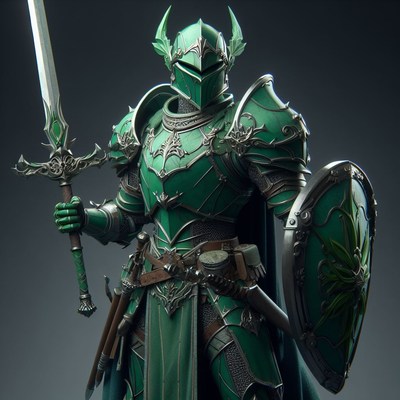 Green knight in full armor