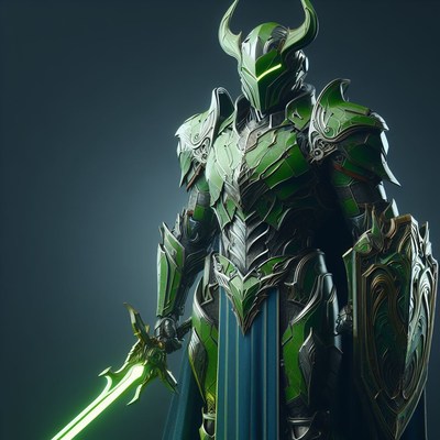 Green knight in armor