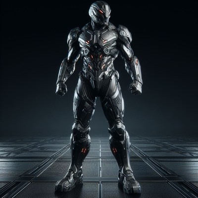 Armored figure standing on a platform