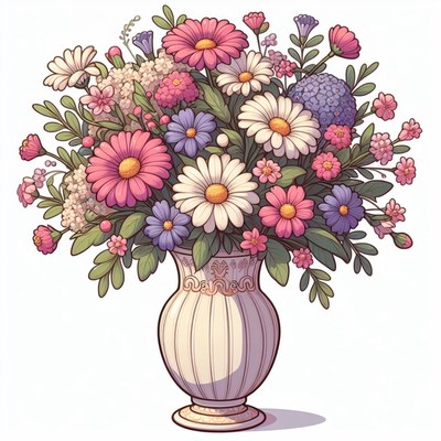 Colorful flower arrangement in vase