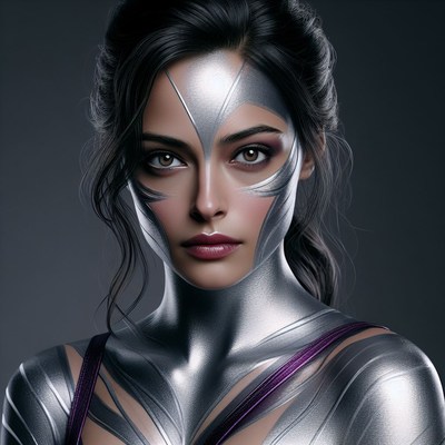 Silver bodypaint portrait