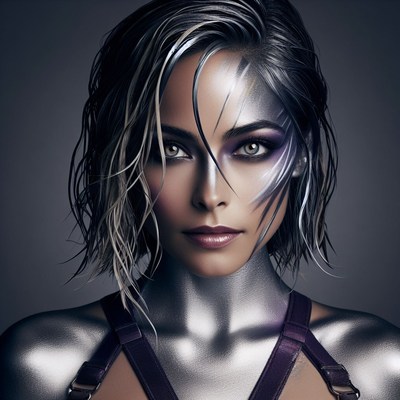 Woman with silver makeup