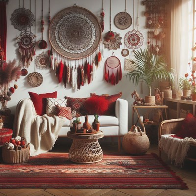 Boho living room decor with dreamcatchers