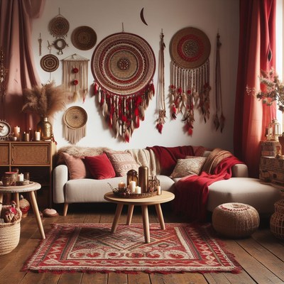 Boho living room with dreamcatchers