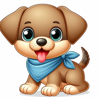 Cute cartoon puppy with blue bandana