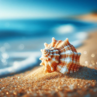 Seashell on sandy beach