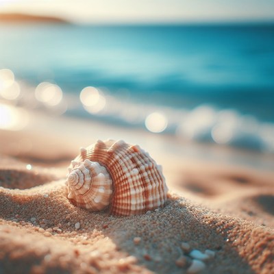 Seashell on sandy beach