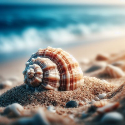 Seashell on sandy beach