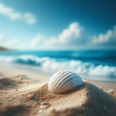 Seashell on sandy beach