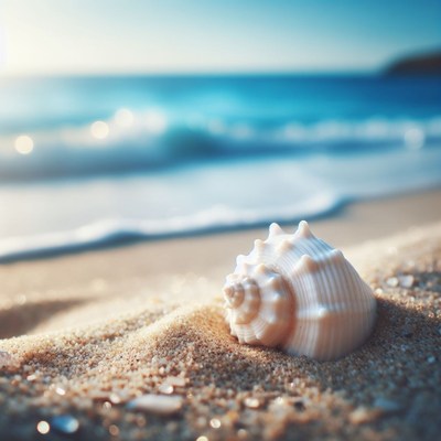 Seashell on sandy beach
