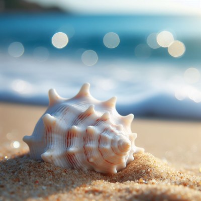 Seashell on sandy beach